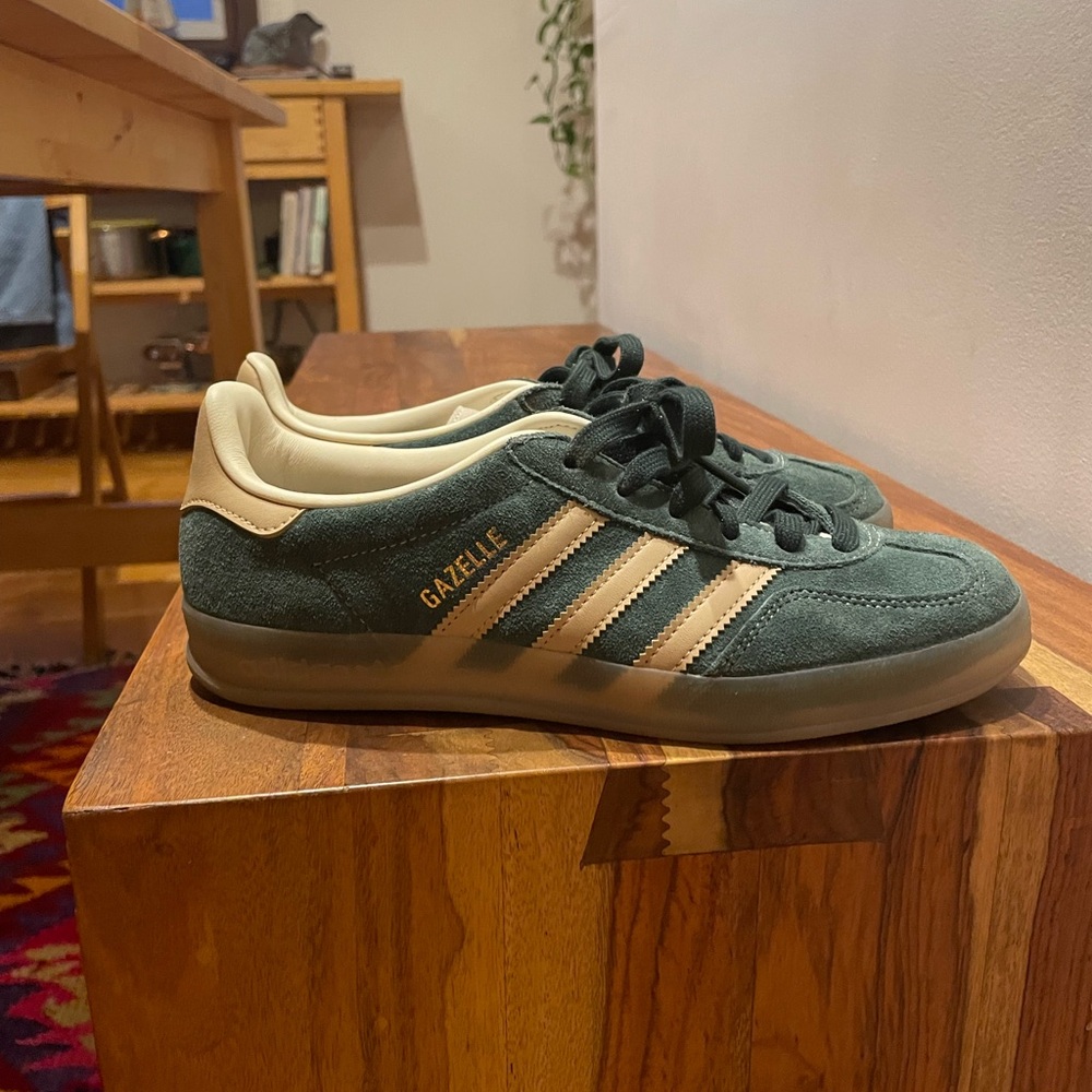 Adidas Gazelle Forest Green and Cream Shoes
